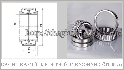 Bảng tra kỹ thuật và Kích thước bạc đạn côn 30308